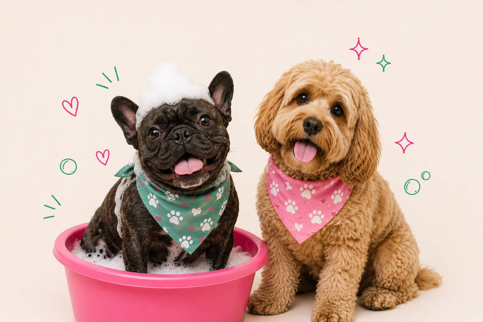 Perritos recién bañados en SPAW Society